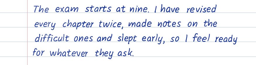 The same sentence written carefully